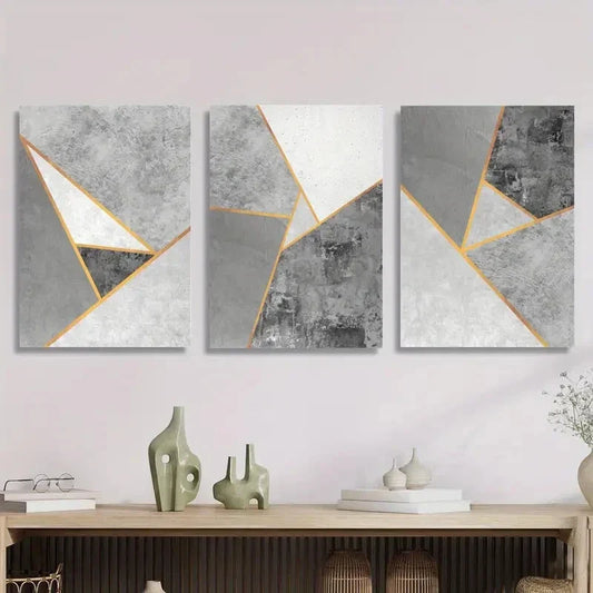 3pcs Embodying a Light Luxury Aesthetic, Minima Metal Print Ready to Hang Art
