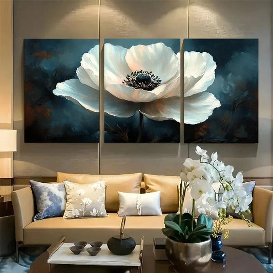 3pcs Black White Flower Neutral Tones Metal Print Ready to Hang Art