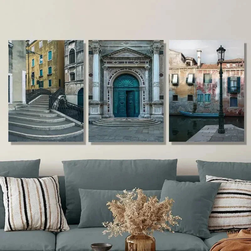3pcs Band Bridge on the Grand Canal in Venice Metal Print Ready to Hang Art