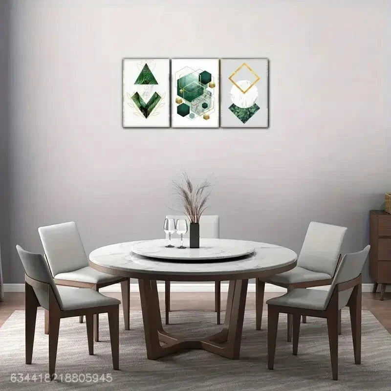 3pcs Versatile Spaces Created-Emerald green Metal Print Ready to Hang Art