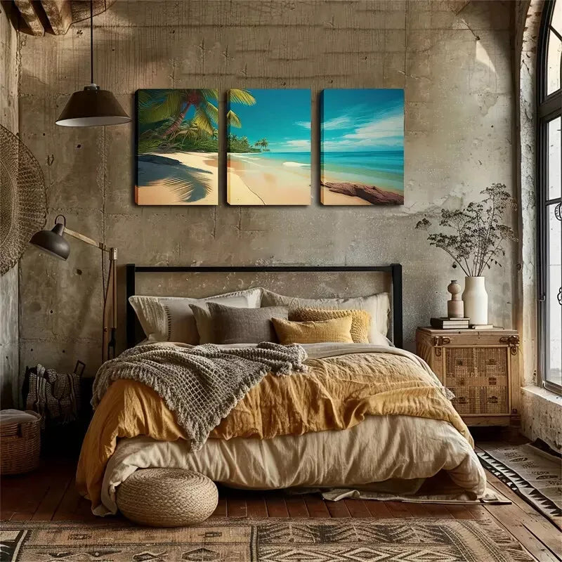 3pcs Attractive Romantic Beach Wall Art Set Canvas Framed 40x60cm - High Quality Print 100% Australian Made Wall Canvas Ready to Hang