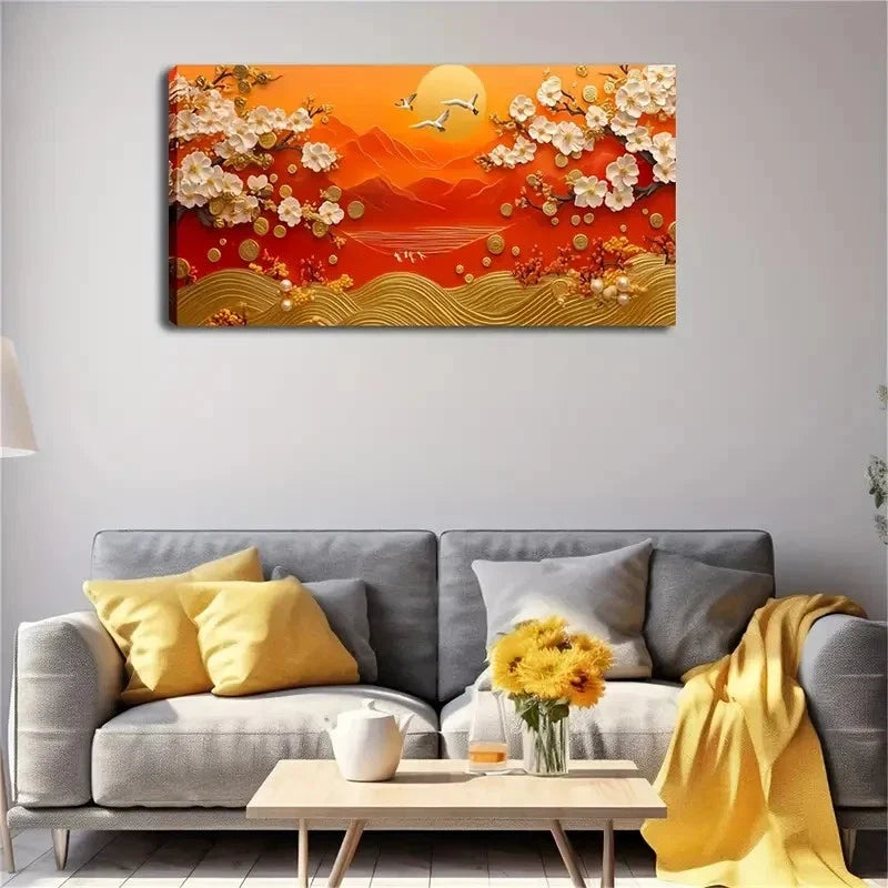 Japanese-Inspired Landscape Wall Art Canvas Office Home Room Framed 120x60cm