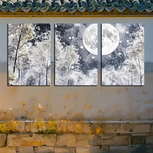 3pcs Winter Forest Scene Canvas Framed 40x60cm - High Quality Print 100% Australian Made Wall Canvas Ready to Hang