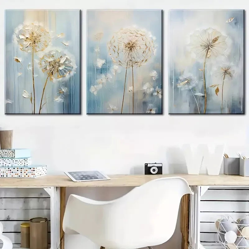 3pcs Beautiful Abstract Stunning Dandelions Wall Art Set Canvas Framed 40x60cm - High Quality Print 100% Australian Made Wall Canvas Ready to Hang