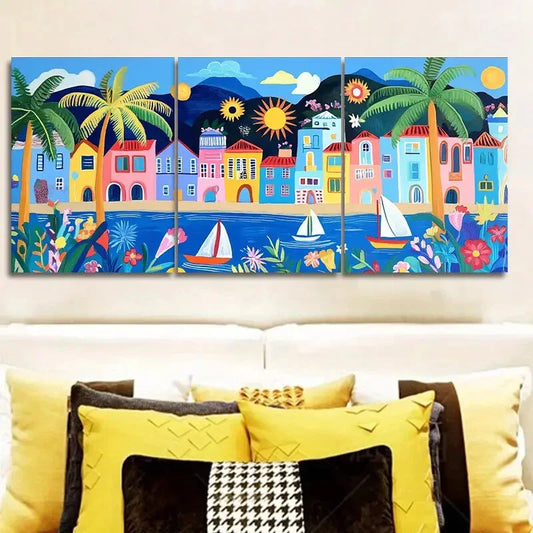 3pcs Coastal city of Rio de Janeiro, Brazil Wall Art Set Canvas Framed 40x60cm - High Quality Print 100% Australian Made Wall Canvas Ready to Hang