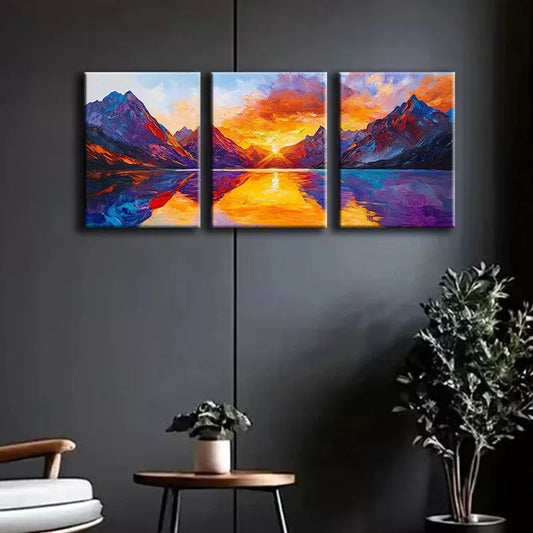 3pcs Featuring A Stunning Mountain Scene Wall Art Set Canvas Framed 40x60cm - High Quality Print 100% Australian Made Wall Canvas Ready to Hang