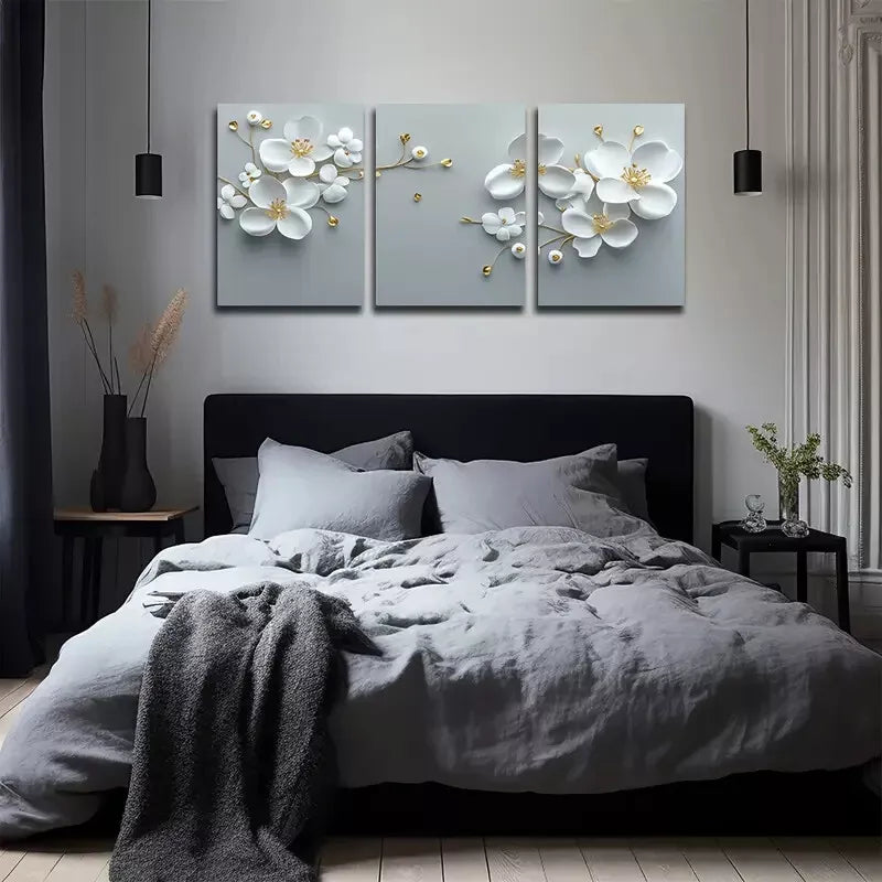 3pcs Three-Dimensional Plum Blossoms Wall Art Set Canvas Framed 40x60cm - High Quality Print 100% Australian Made Wall Canvas Ready to Hang