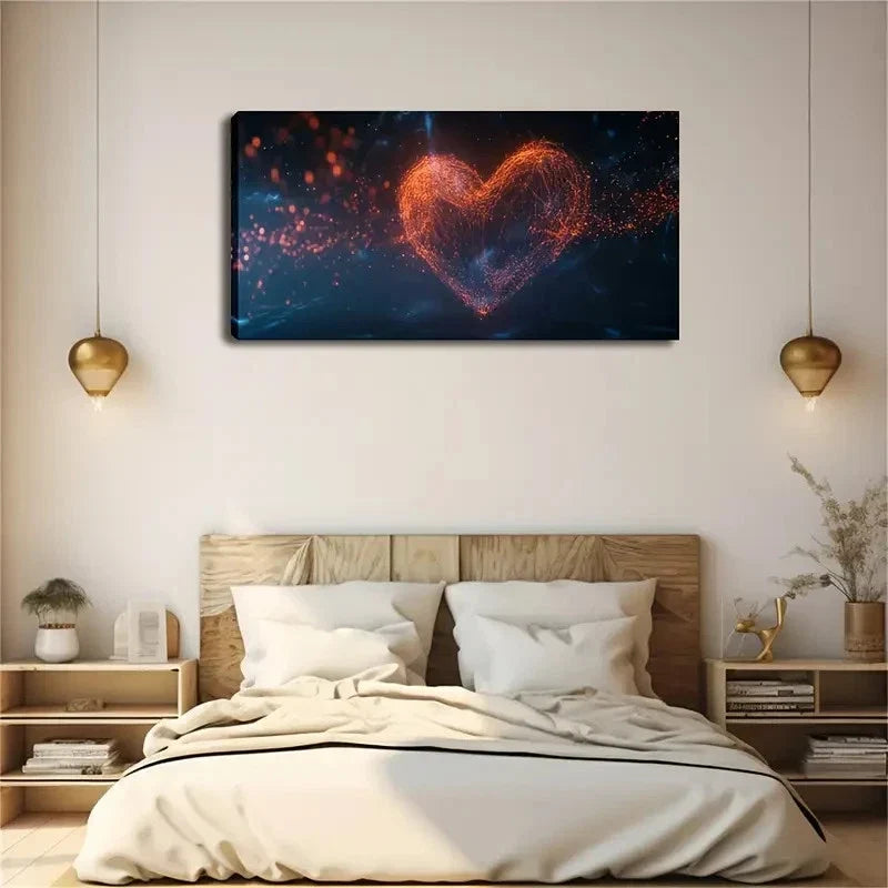 Lines Create A Heart Shape Wall Art Canvas Office Home Room Framed 120x60cm