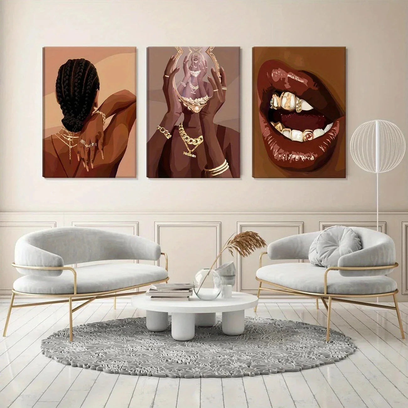 3pcs Black Woman African American Metal Print Ready to Hang Art