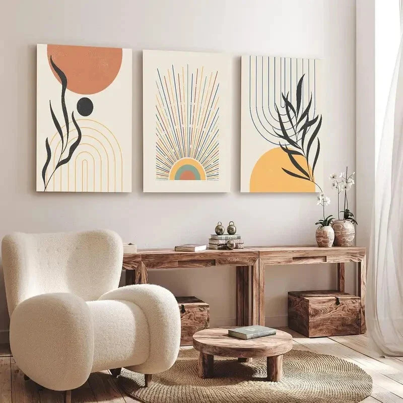 3pcs Abstract Minimalist Prints Metal Print Ready to Hang Art