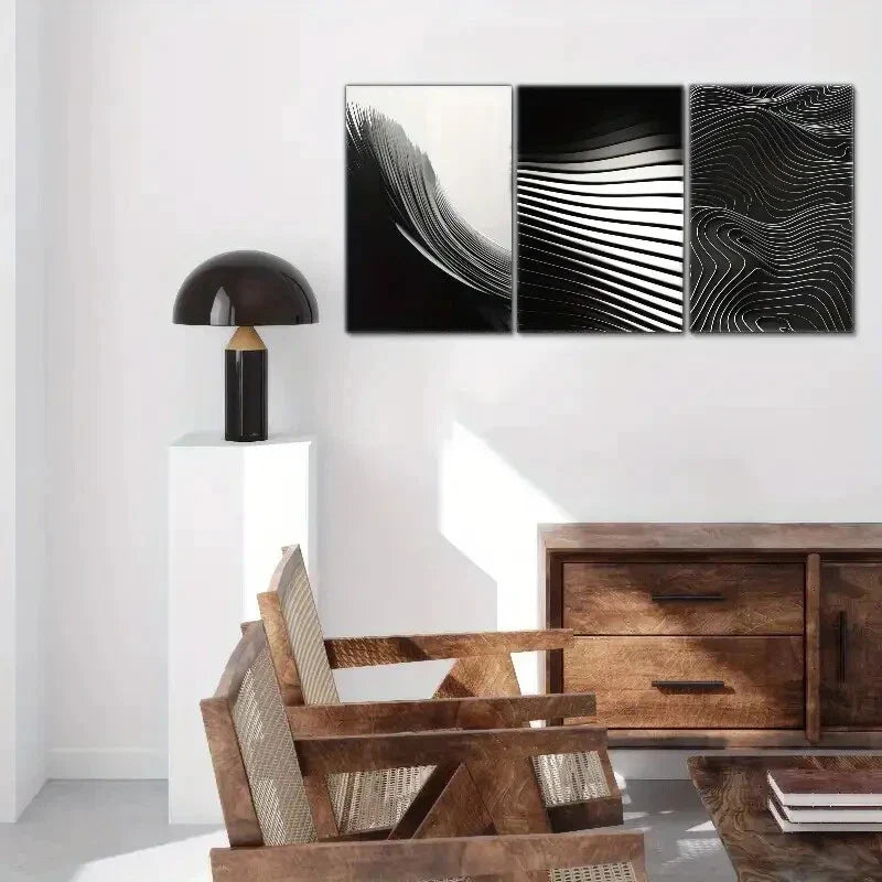 3pcs Abstract textured wave, Hill Illusion Metal Print Ready to Hang Art