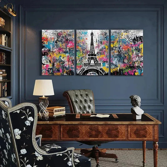 3pcs Peacock Art Tropical Leaves Golden Accents Metal Print Ready to Hang Art