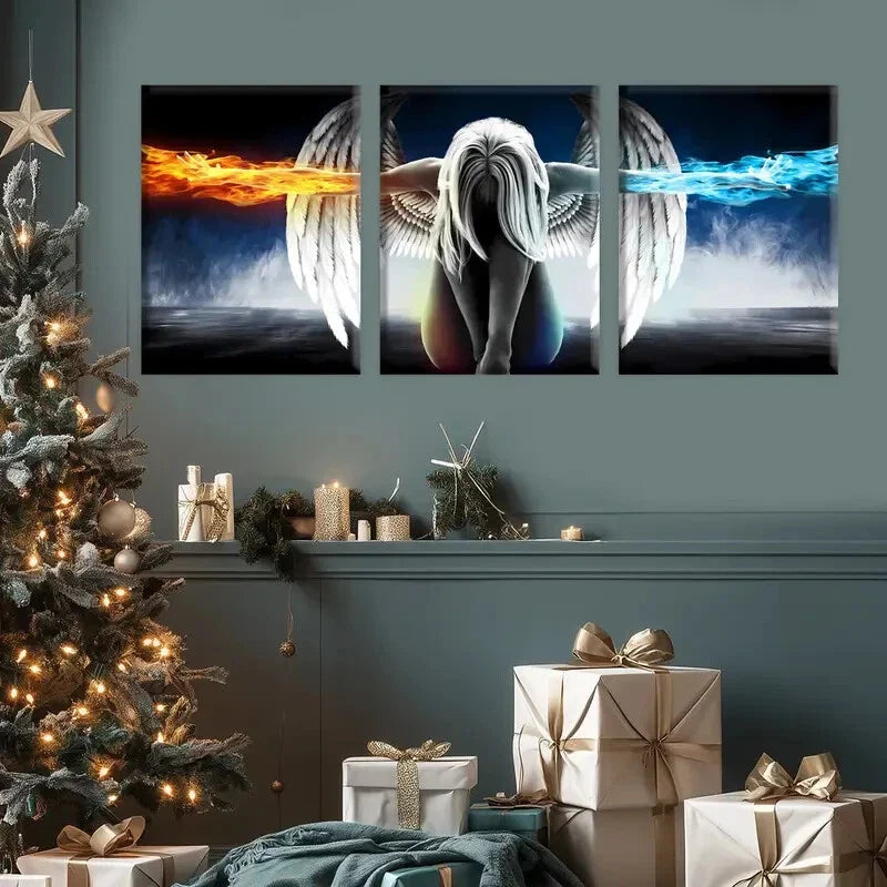 3pcs Fantasy Angel Print Painting Metal Print Ready to Hang Art