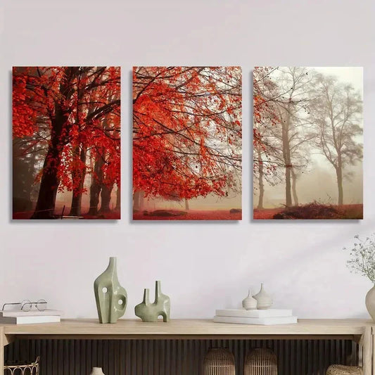 3pcsPopular autumn forest with the most beautiful Metal Print Ready to Hang Art