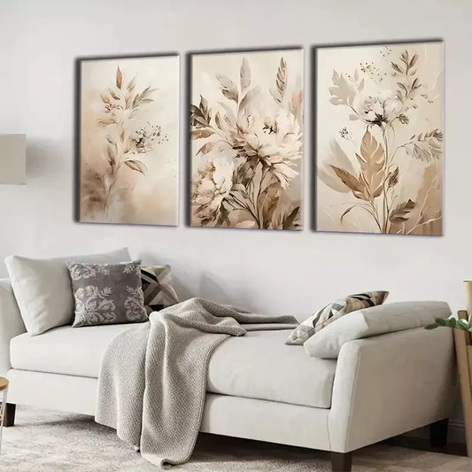 3pcs Vintage Floral Canvas Framed 40x60cm - High Quality Print 100% Australian Made Wall Canvas Ready to Hang