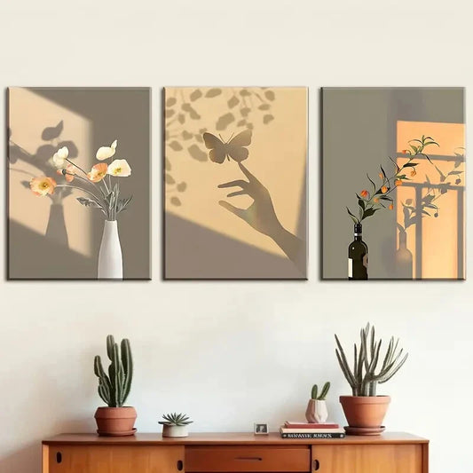 3pcs Beautiful Floral and Sunny Plant Metal Print Ready to Hang Art