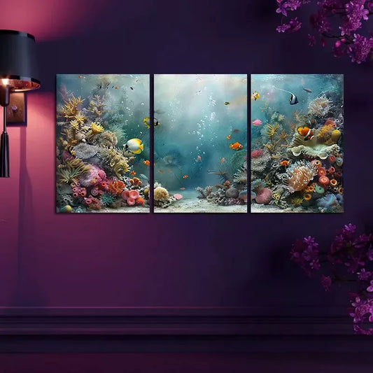 3pcs Vibrant Coral Reef Canvas Framed 40x60cm - High Quality Print 100% Australian Made Wall Canvas Ready to Hang