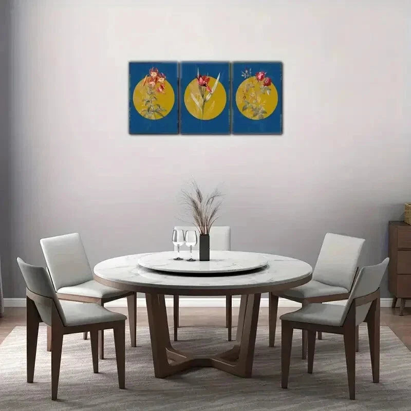 3pcs Flower Art Decoration Poster Red Flowers Metal Print Ready to Hang Art