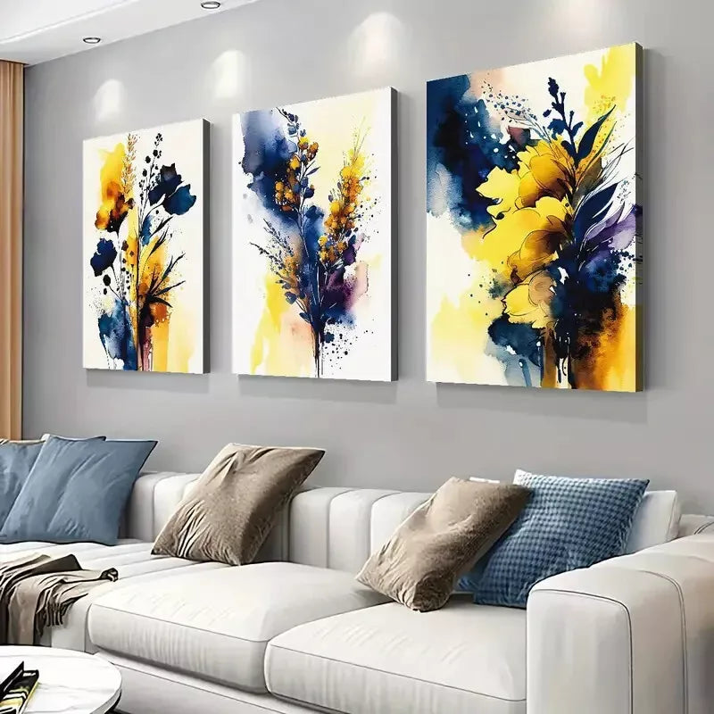 3pcs Abstract Flower Art Canvas Framed 40x60cm - High Quality Print 100% Australian Made Wall Canvas Ready to Hang
