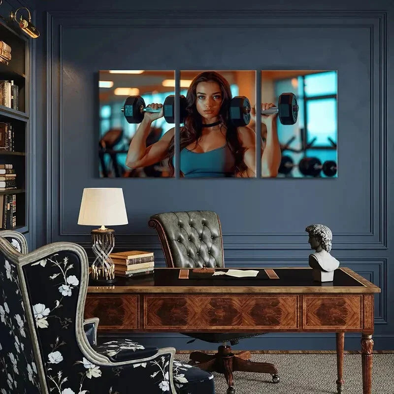 3pcs Strong Woman, Fitness, Healthy Lifestyle Metal Print Ready to Hang Art