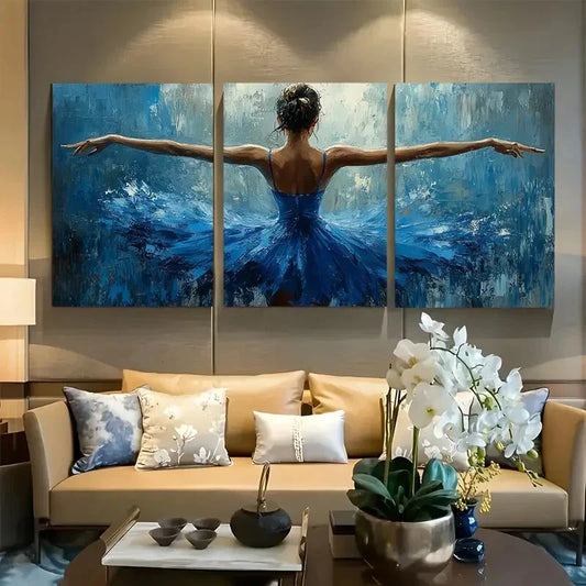 3pcs Vibrant Ballerina Dance Studio Metal Print Ready to Hang Art