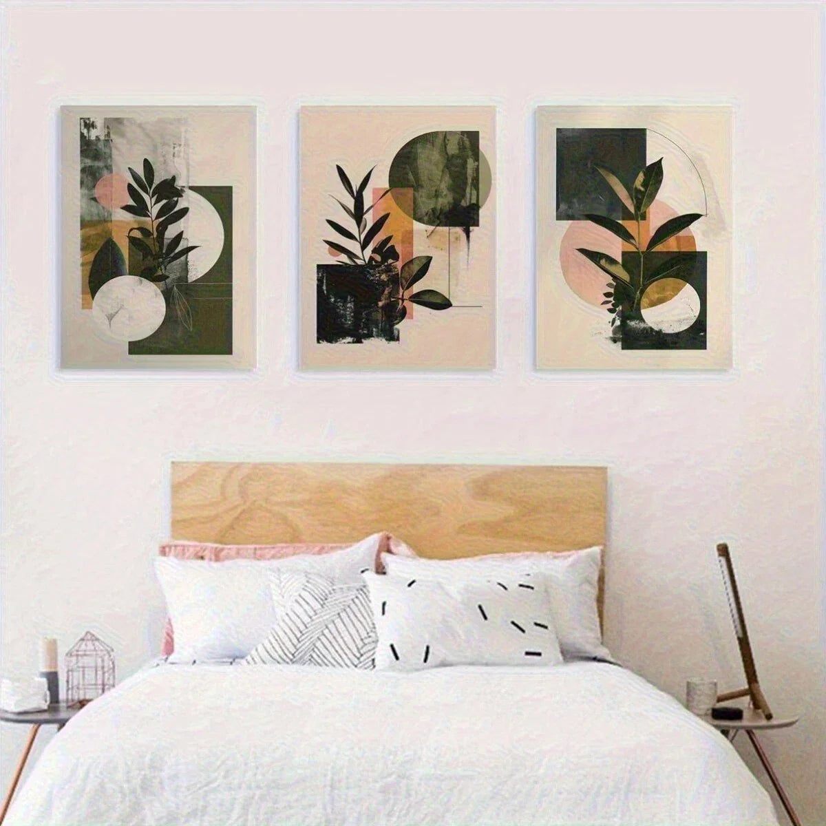 3pcs Abstract Plant Soil Colors Metal Print Ready to Hang Art