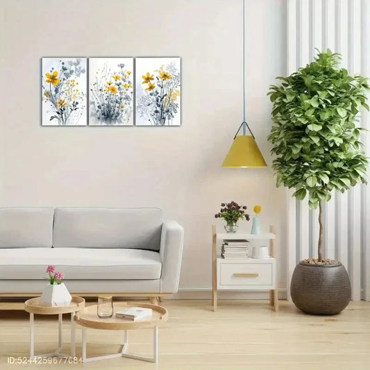 3pcs Splash Flower Decoration Poster Metal Print Ready to Hang Art