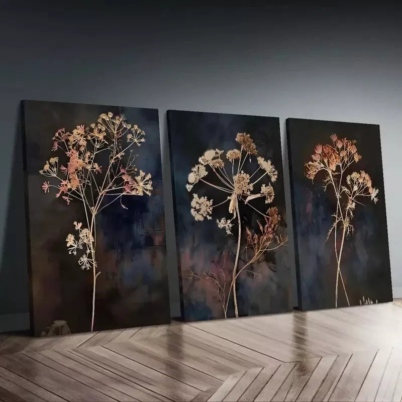 3pcs Vintage Wildflower Canvas Framed 40x60cm - High Quality Print 100% Australian Made Wall Canvas Ready to Hang