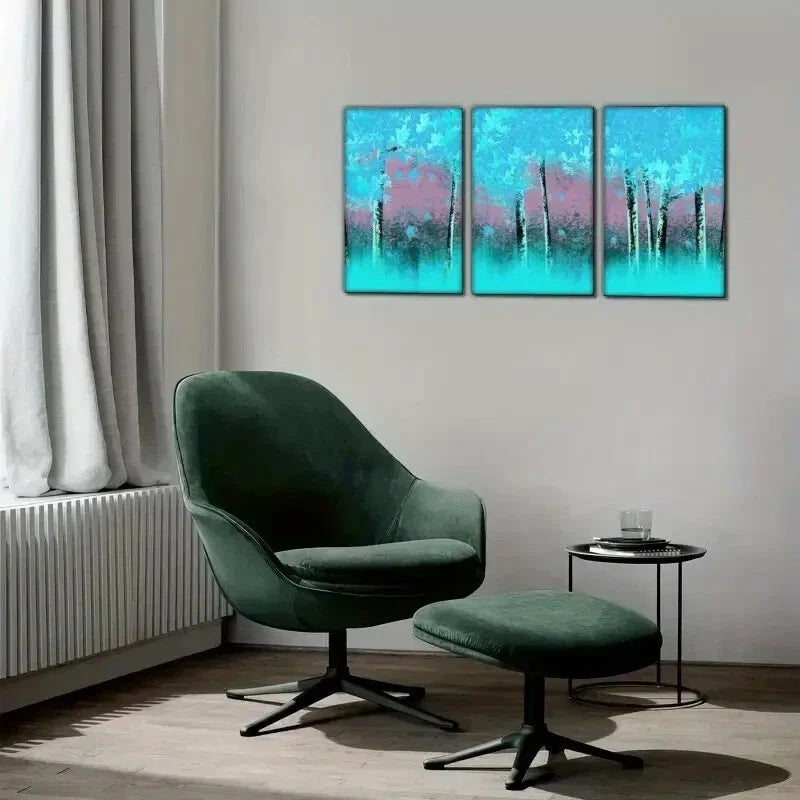 3pcs Red forest decoration poster, botanical art, Metal Print Ready to Hang Art
