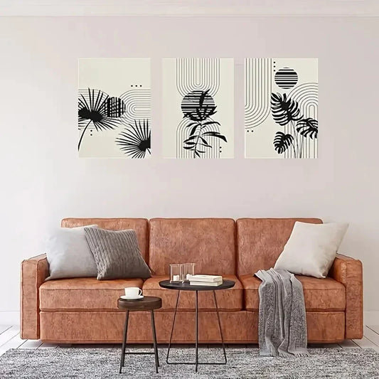 3pcs Abstract Shapes, Fashion Metal Print Ready to Hang Art