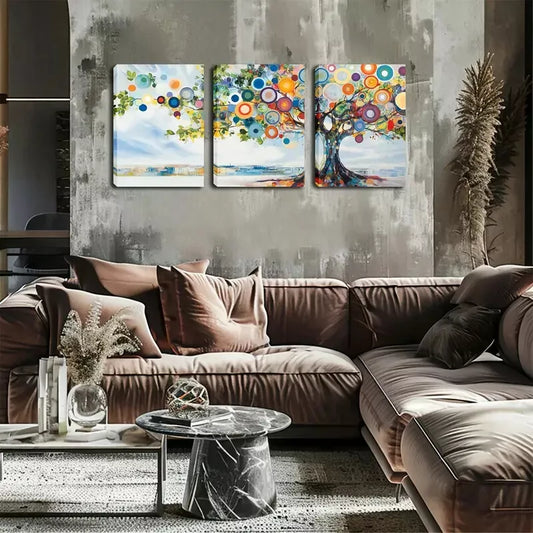 3pcs Abstract Very Dense Tree Wall Art Set Canvas Framed 40x60cm - High Quality Print 100% Australian Made Wall Canvas Ready to Hang