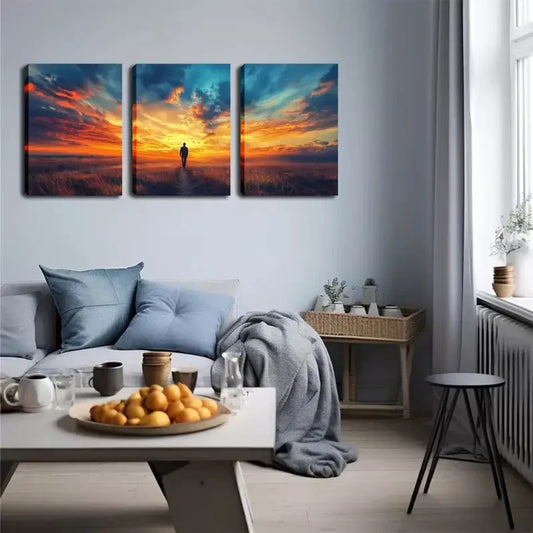 3pcs The Sky, A Lone Person Wall Art Set Canvas Framed 40x60cm - High Quality Print 100% Australian Made Wall Canvas Ready to Hang