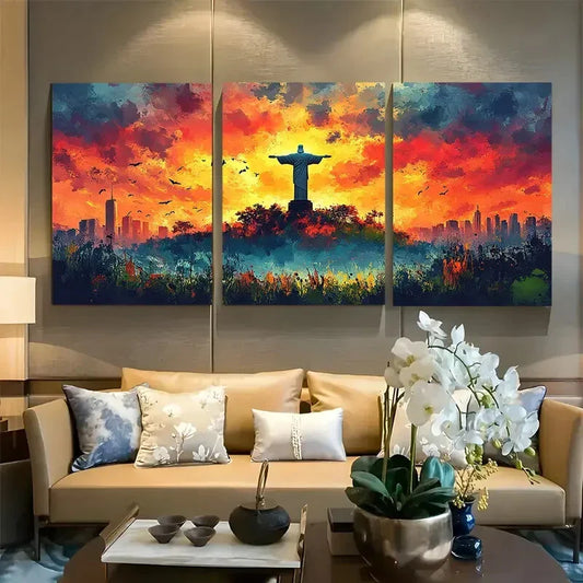3pcs Christ the Redeemer Travel Metal Print Ready to Hang Art