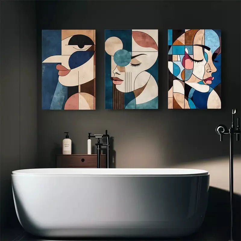 3pcs Modern Abstract Face Canvas Framed 40x60cm - High Quality Print 100% Australian Made Wall Canvas Ready to Hang