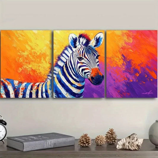3pcs Modern Art Deco Zebra Canvas Animal Wall Art Set Canvas Framed 40x60cm - High Quality Print 100% Australian Made Wall Canvas Ready to Hang