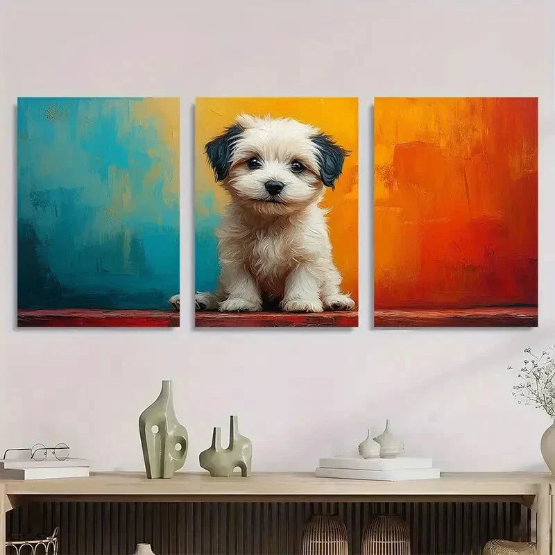 3pcs Contemporary Bohemian Modern Dog Metal Print Ready to Hang Art