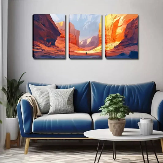 3pcs Red Mountain, Exquisite Wall Art Set Canvas Framed 40x60cm - High Quality Print 100% Australian Made Wall Canvas Ready to Hang
