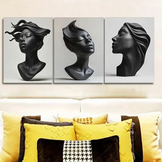 3pcs Matte Luxurious Classic Modern Sculptures Wall Art Set Canvas Framed 40x60cm - High Quality Print 100% Australian Made Wall Canvas Ready to Hang