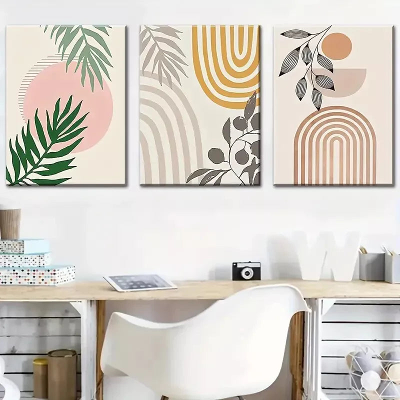 3pcs modern geometric decoration, bohemian style Wall Art Set Canvas Framed 40x60cm - High Quality Print 100% Australian Made Wall Canvas Ready to Hang