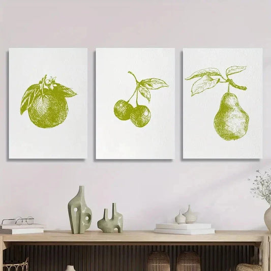 3pcs Simple fruit decorative painting, Metal Print Ready to Hang Art