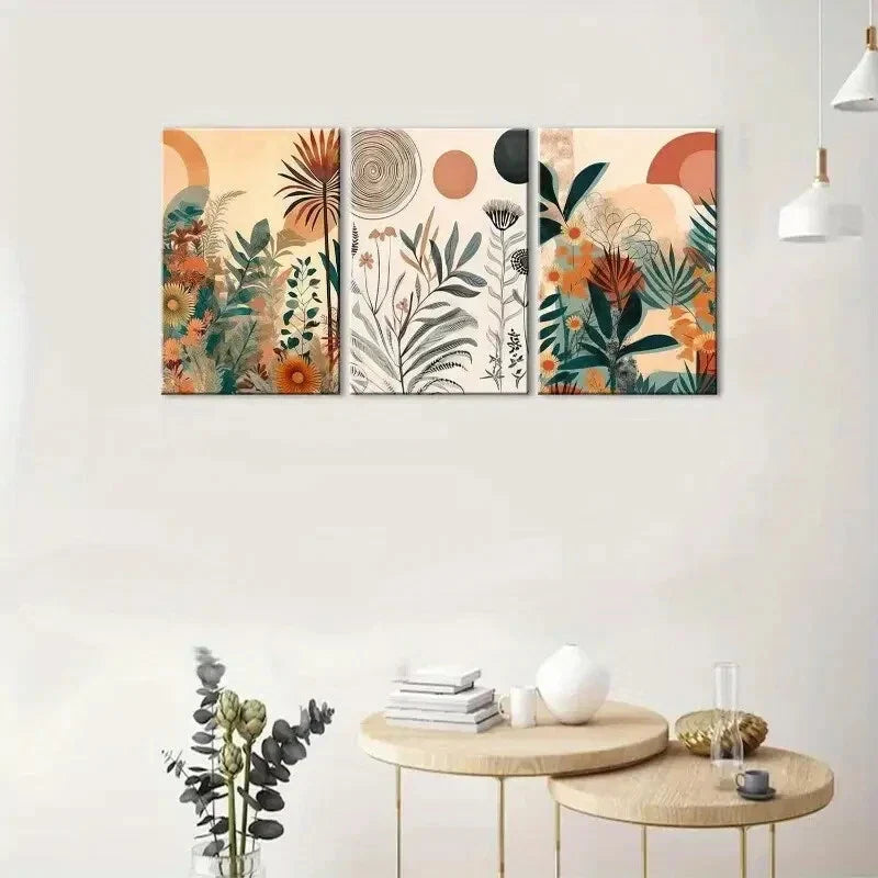 3pcs Vibrant Floral & Foliage Designs Metal Print Ready to Hang Art