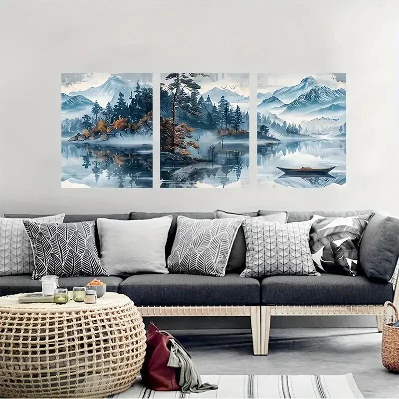 3pcs Geometric Vertical Stripe Metal Print Ready to Hang Art