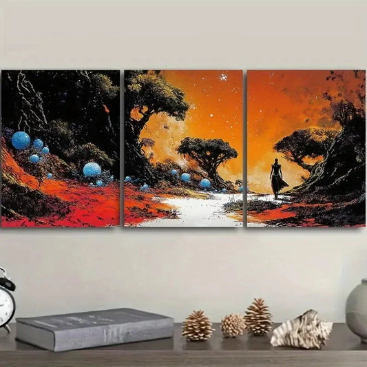 3pcs Strange Planet (1), Wall Art Set Canvas Framed 40x60cm - High Quality Print 100% Australian Made Wall Canvas Ready to Hang