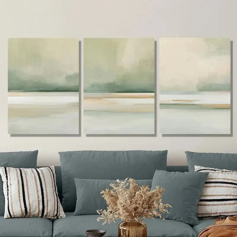 3pcs coastline, modern abstract landscape Metal Print Ready to Hang Art