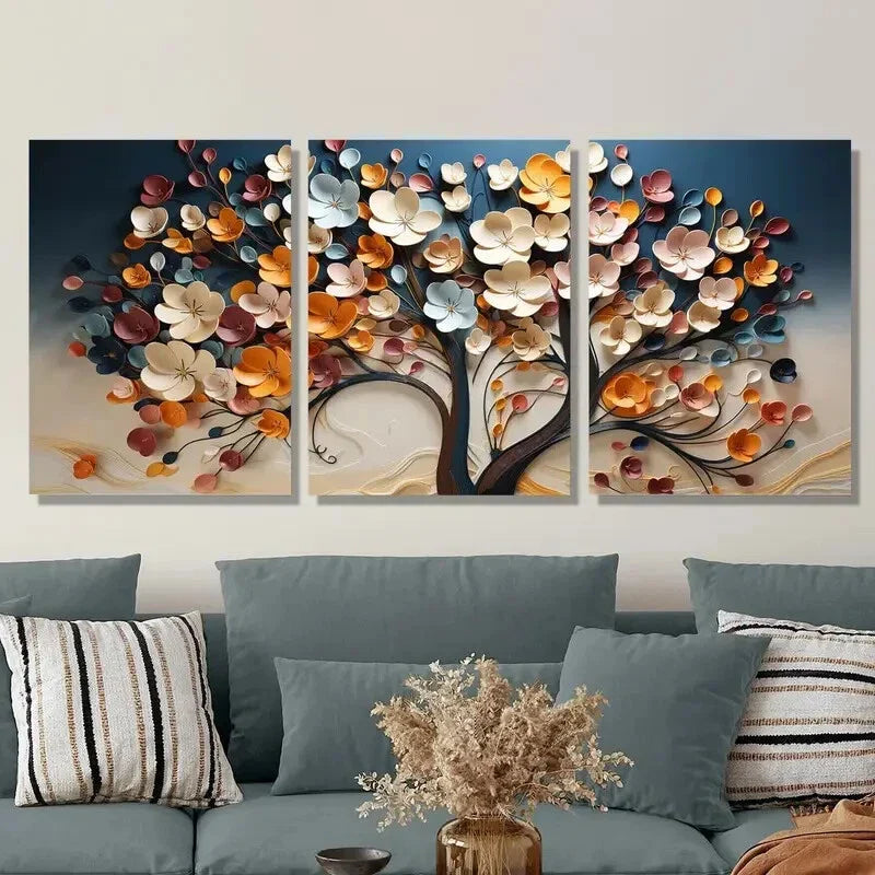 3pcs Blue & White Gradient Background, Metal Print Ready to Hang Art