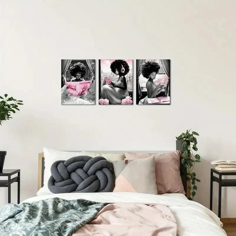 3pcs African American Women inspirational Metal Print Ready to Hang Art