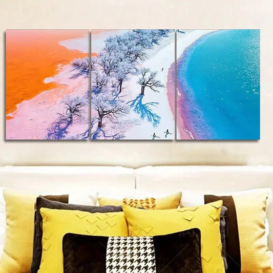 3pcs Winter Beach, Luxurious Wall Art Set Canvas Framed 40x60cm - High Quality Print 100% Australian Made Wall Canvas Ready to Hang