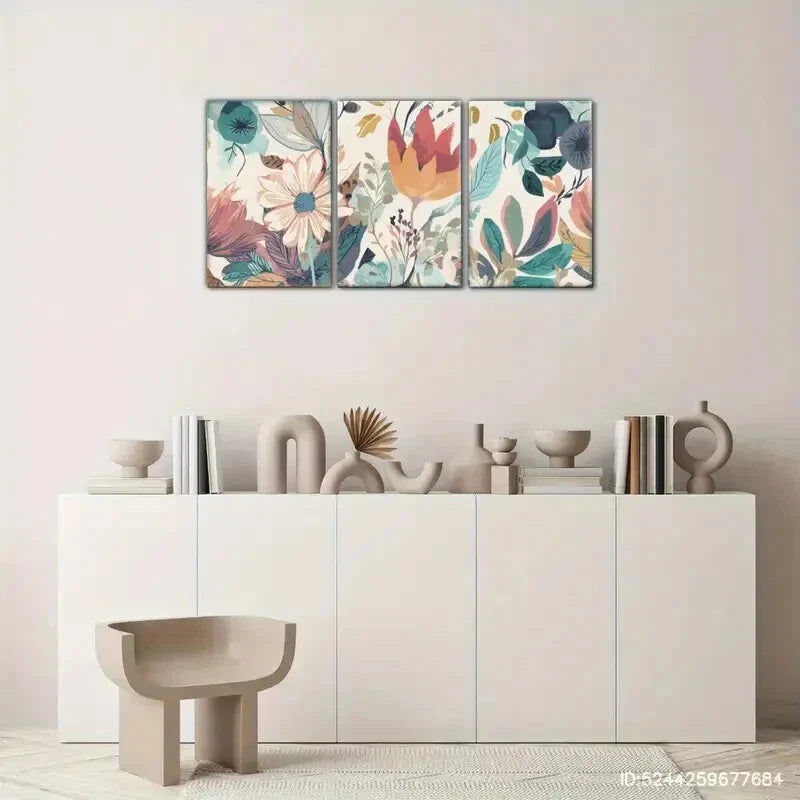 3pcs Visual Interpretation Botanical Art Poster Metal Print Ready to Hang Art