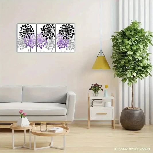 3pcs Purple Style Decorative Prints Posters Metal Print Ready to Hang Art