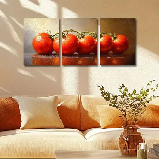 3pcs Delicious Tomato Design Metal Print Ready to Hang Art